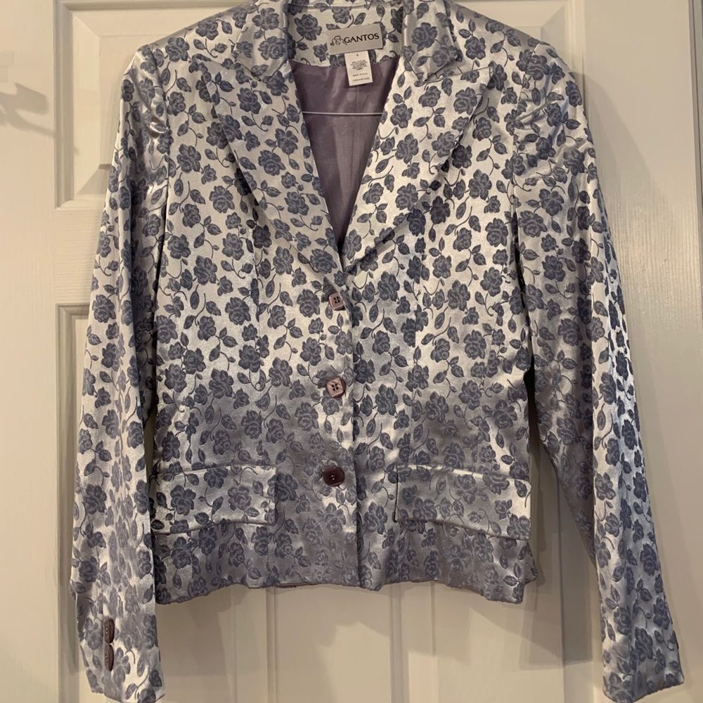 Gantos Lavender Satin Velvet Roses Jacket sz 4